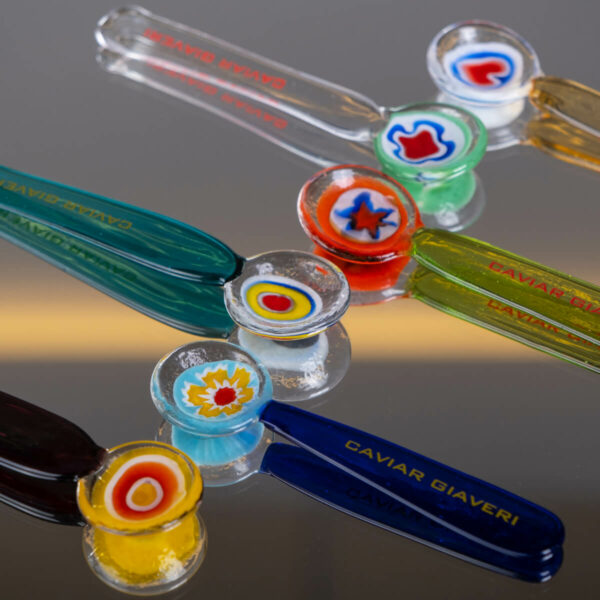 6 Murano glass caviar spoons